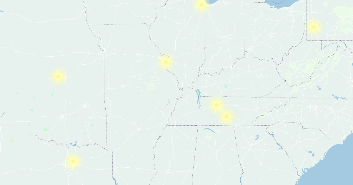 Outage heatmap during the incident