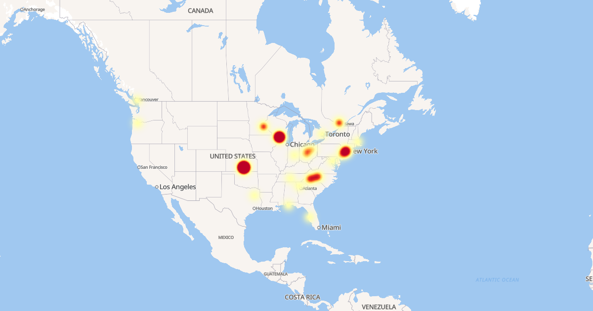 Outage heatmap during the incident